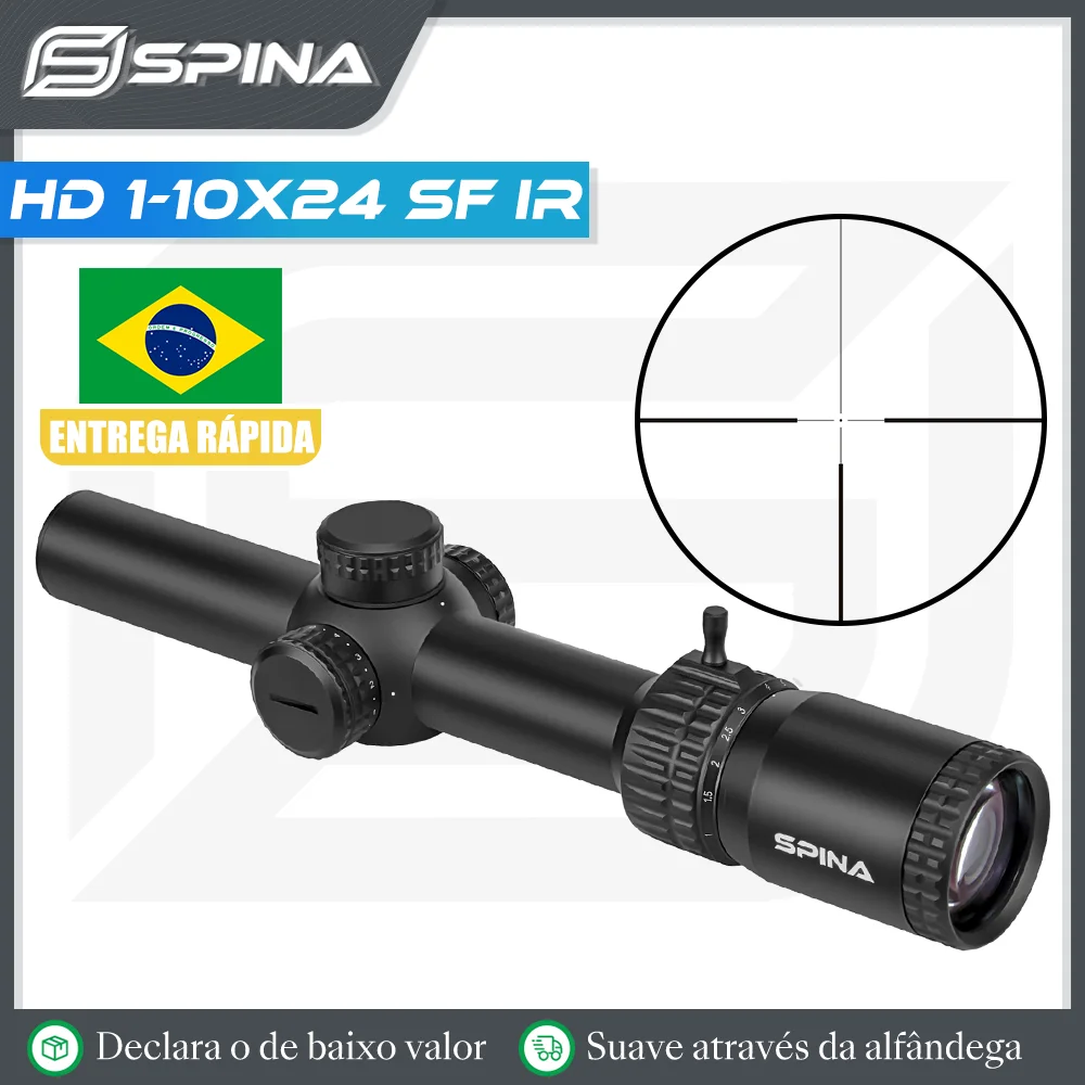 

SPINA OPTICS HD 1-10x24 IR Rifle Scope Short DOT Luneta True 10x LPVO Qulick Shooting Tactical Hunting Sight Fit CQB AR .338.556