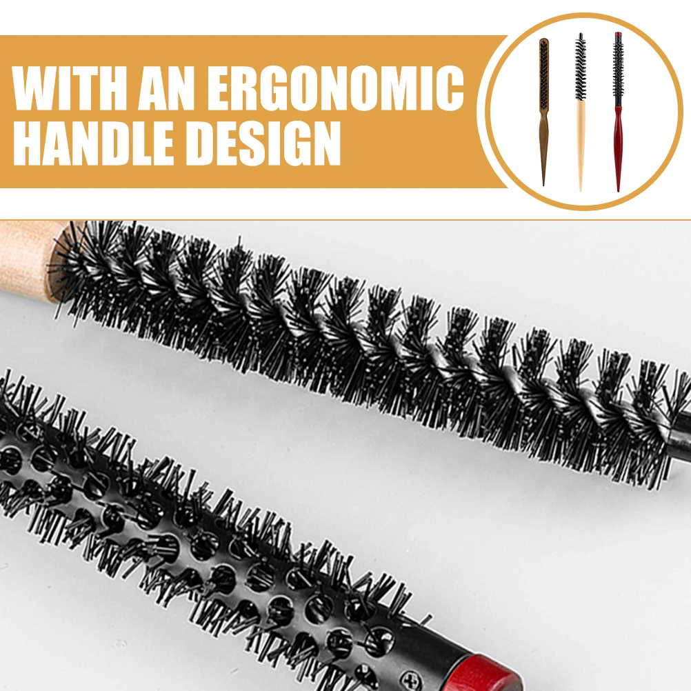 

3pcs Wooden Styling Roller Hairbrush Hairbrush Small Rolling Comb For Women Men Styling Brush Blow Drying Tool Dense Sparse
