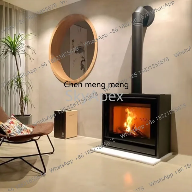 Modern European Freestanding Steel Fireplace Wood Burner Indoor Heating Cooking For Villas Vacation  Rentals  Stylish  Efficient