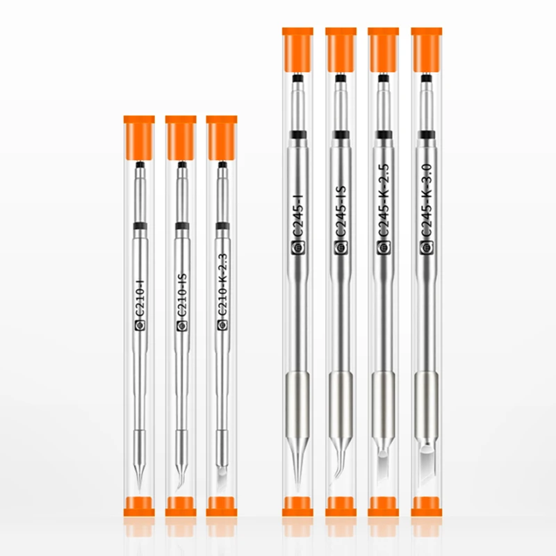 AMAOE C210 C245 Welding Iron Head for Constant Temperature Welding Station Multi-layer Electroplating Straight/Curved Tip