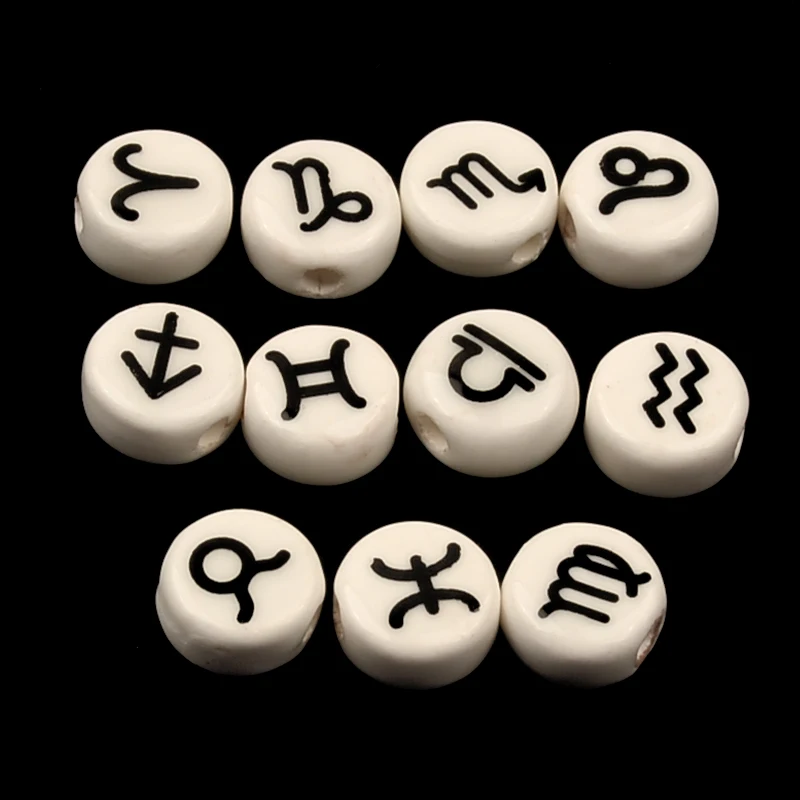 10mm Ceramic Zodiac Constellation Sign Beads Charms Spacer Loose Beads For Jewelry Making DIY Bracelet Accessories
