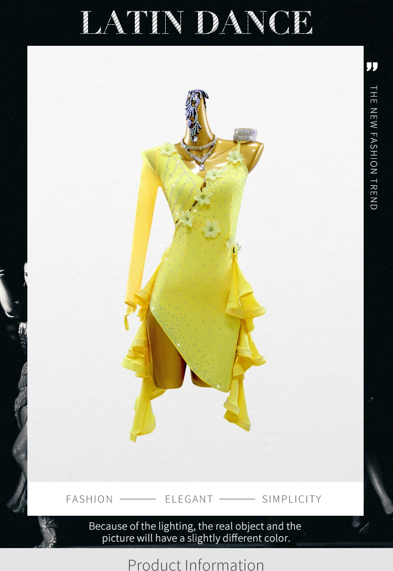 Neue lateinamerikanische Kleider, Ballkleid-Rock, Damen-Performance-Outfit, Mädchen-Kostüm, Bühnen- und Abendgarderobe, Karnevalskostüm, Kabarett-Outfit. – Detail 2