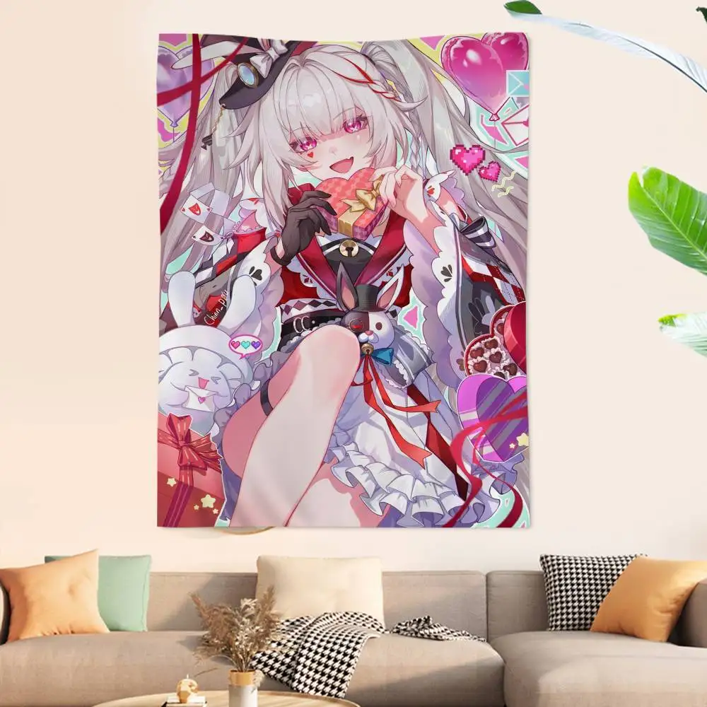 Game Honkai Star Rail Sparkle Anime Tapestry Hippie Flower Wall Carpets Dorm Decor Cheap Hippie Wall Hanging