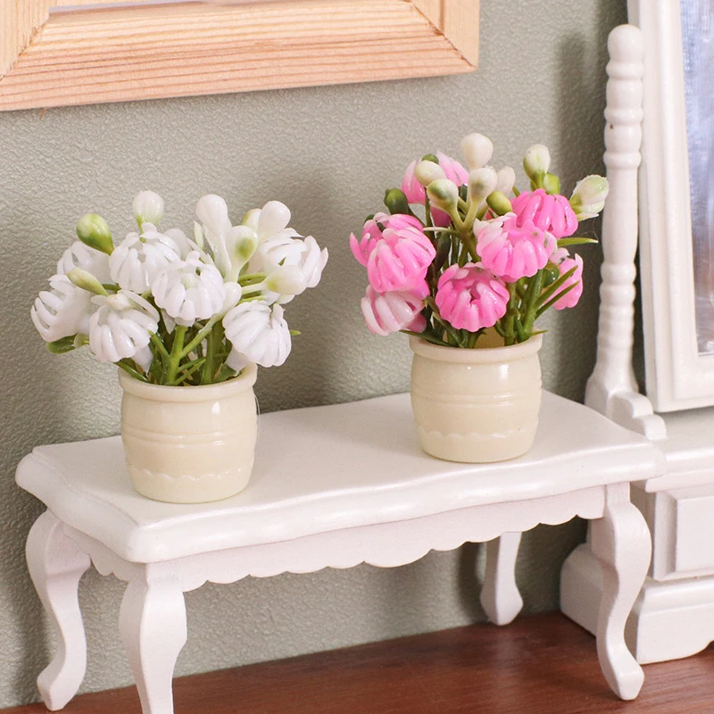 1:12 Puppenhaus Miniatur Topfpflanzen Bunte Blumentopf Möbel Home Modell Dekor Spielzeug Puppenhaus Zubehör