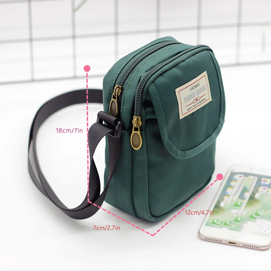 Simple men's crossbody bag in solid color  multi-layer zipper nylon single shoulder mobile phone bag  daily wallet replacement