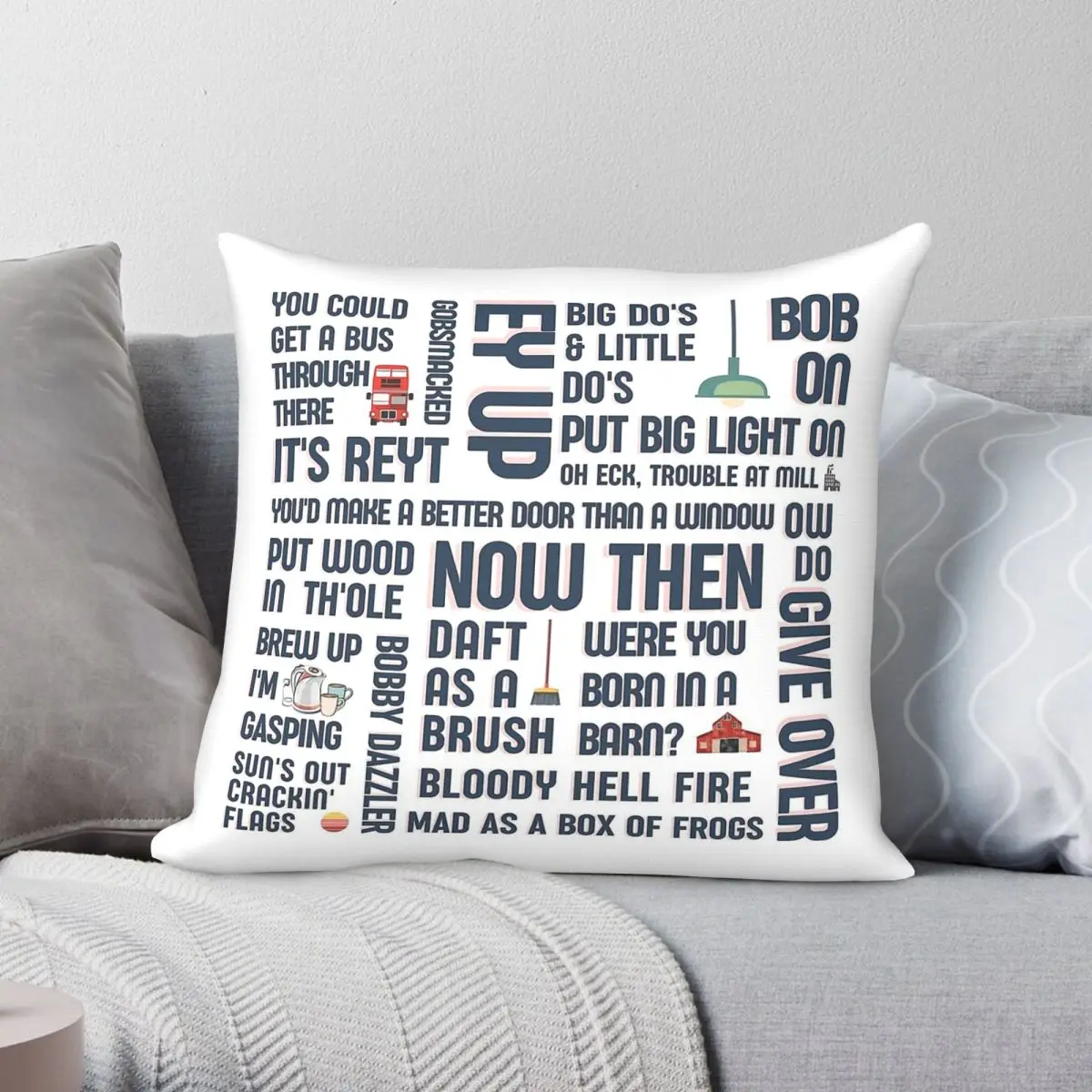 Lancashire Phrases Northern Humour Square Pillowcase Polyester Linen Velvet Pattern Zip Decorative Throw Pillow Case Bed Cover