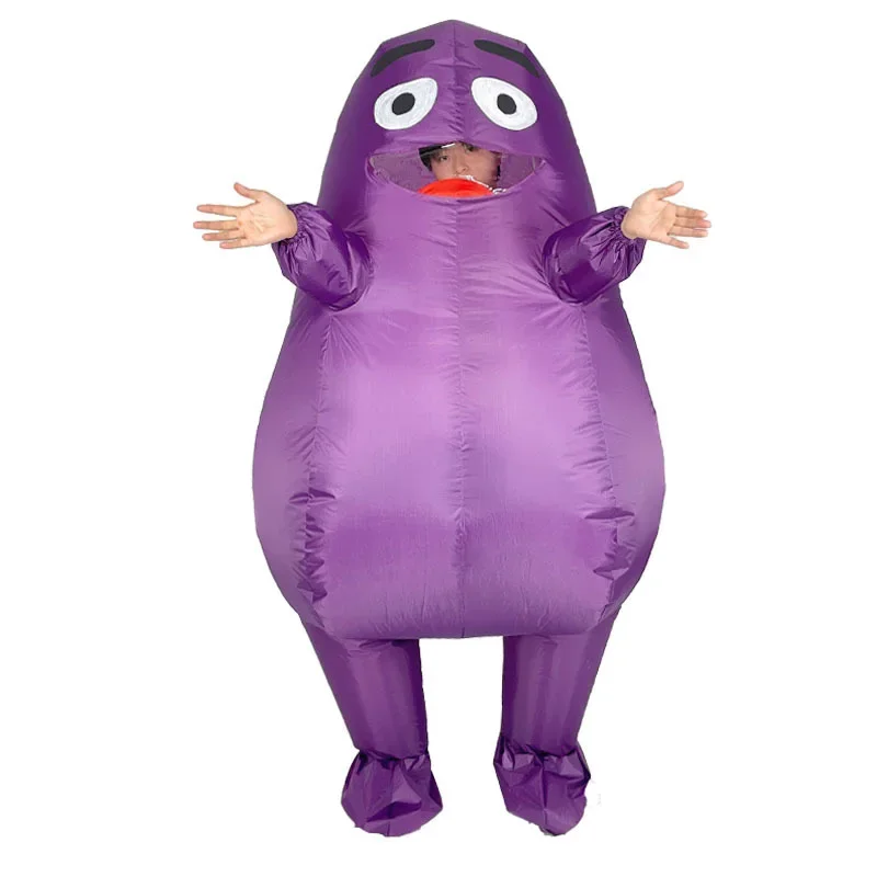 Grimace Costume for Kids Adult Grimaces Birthday Gameboy Halloween Cosplay Mascot Inflatable Suit Purple Shake Carnival Gift