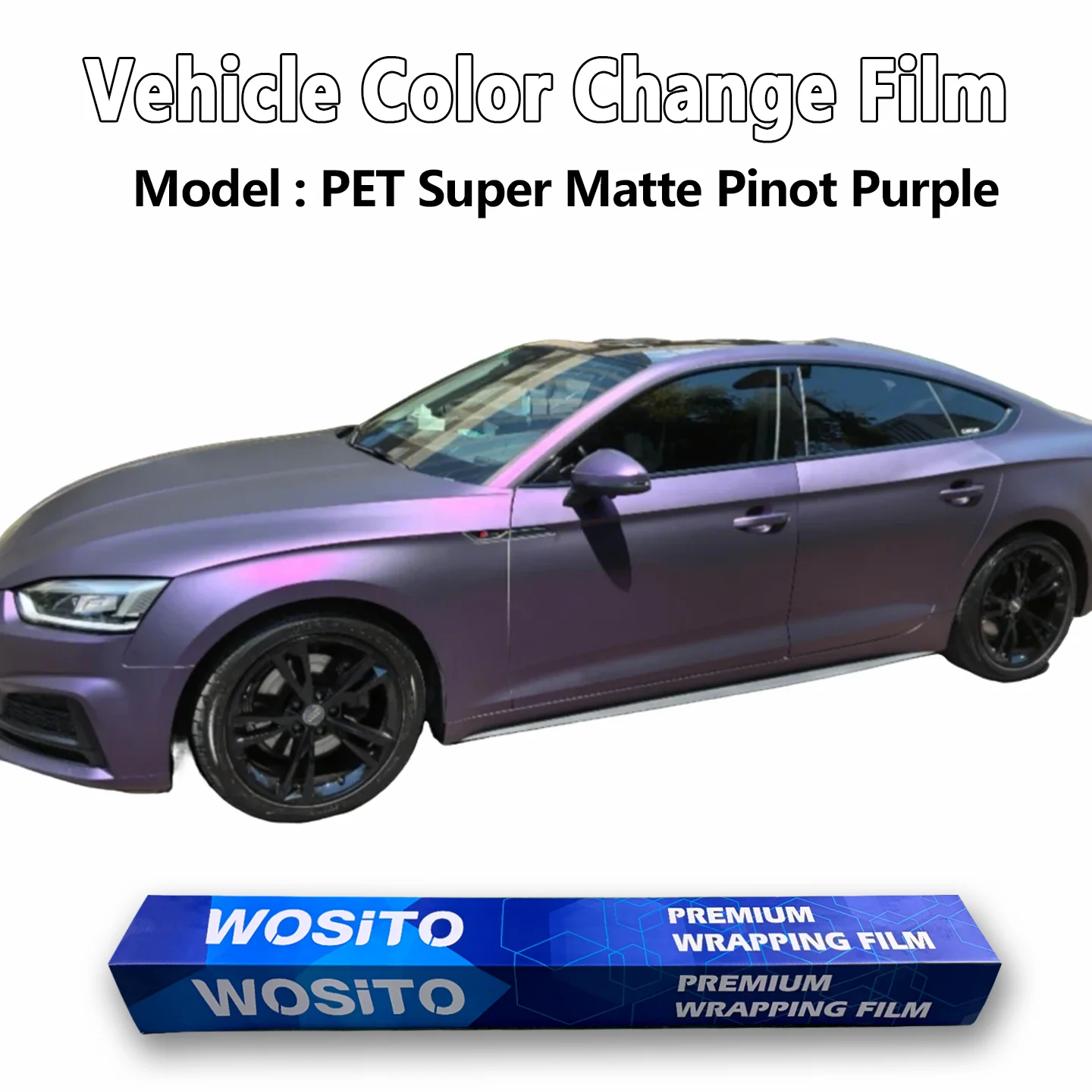 

PET Satin Noir Purple Car Wrap Film Matte Vinyl Roll Automotive Color Change Full Body Scratch Resistant OEM Factory