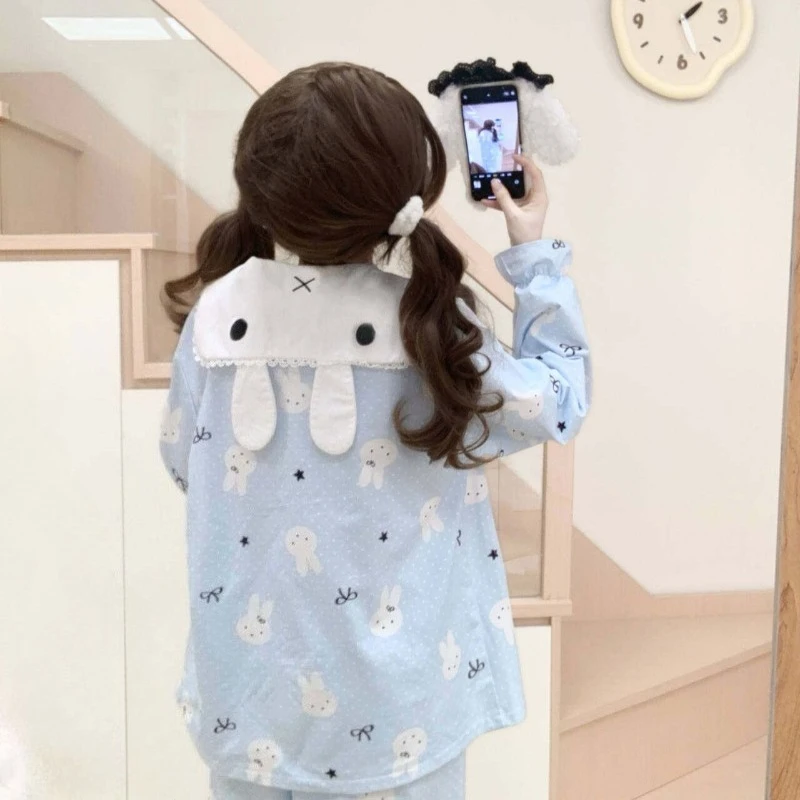 New Miffy Cute Cartoon Sweet Girl Loungewear Long Sleeve & Long Pants Spring/Autumn Homewear Adorable Pockets Bunny Head Design - view 3