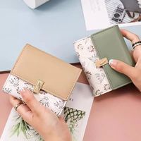 2024 spring/summer new women's short wallet Korean PU print sweet lady folding three-fold bag multi-card street popular ins nich