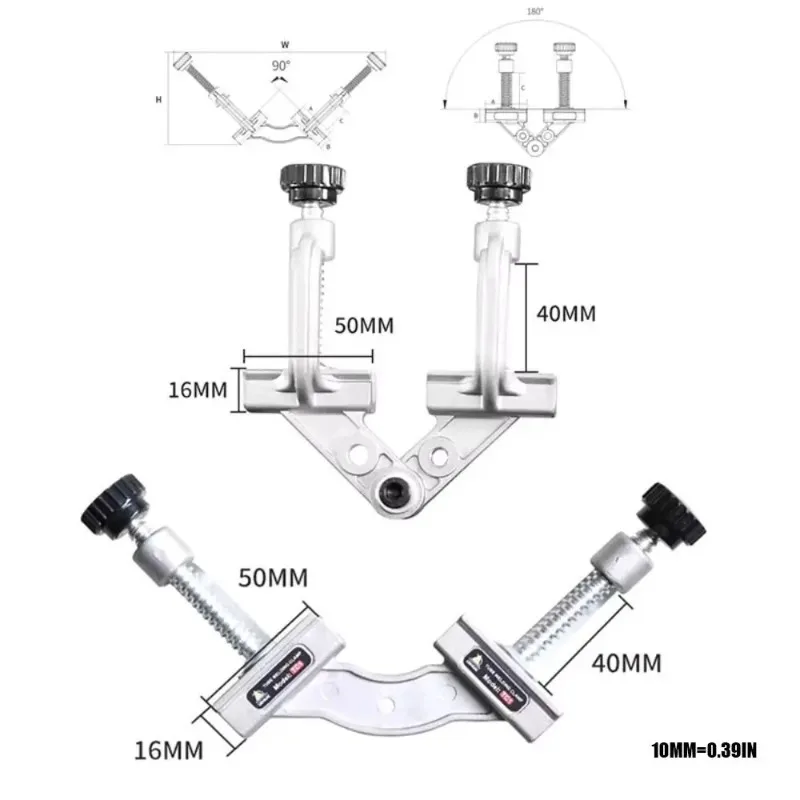 ステンレス鋼アングルクランプホルダー 90/10-180度角パイプ木工クランプ TC1/TCA2 溶接ポジショナー