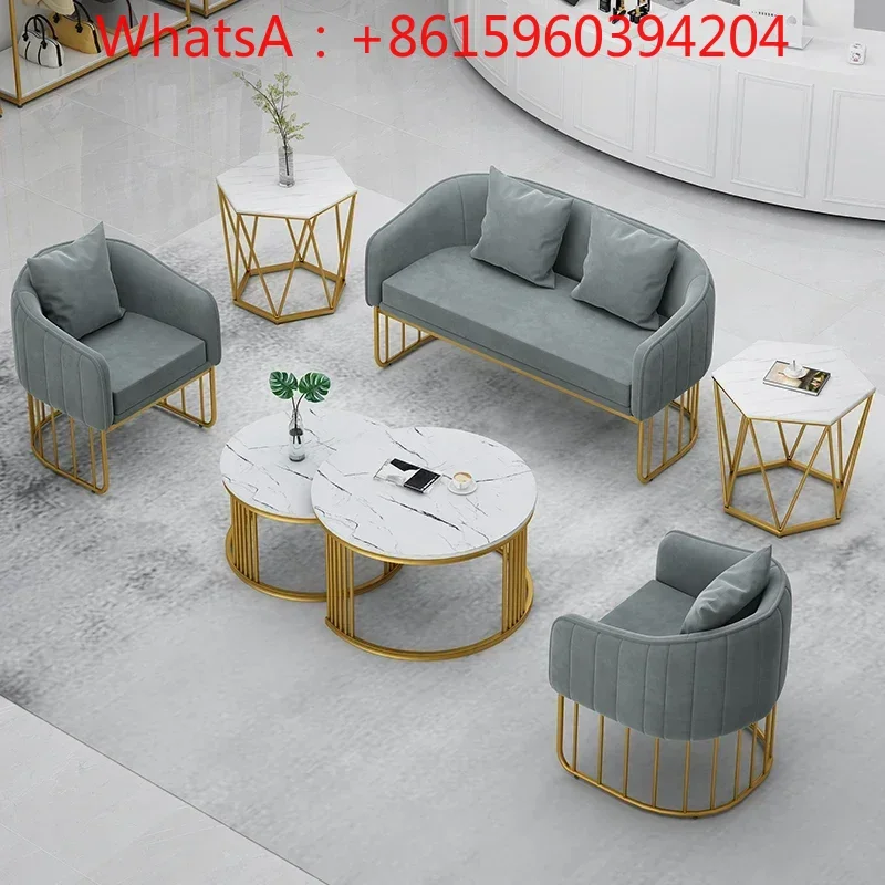Leisure iron sofa cloth art office Nordic coffee table combination light extravagance modern milk tea clothing store booth