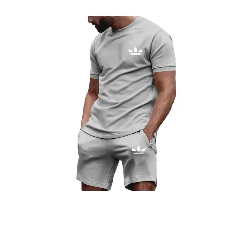 Sports fitness running casual quick drying short sleeve shorts set men 2025 summer sportswear men fashion two-piece set