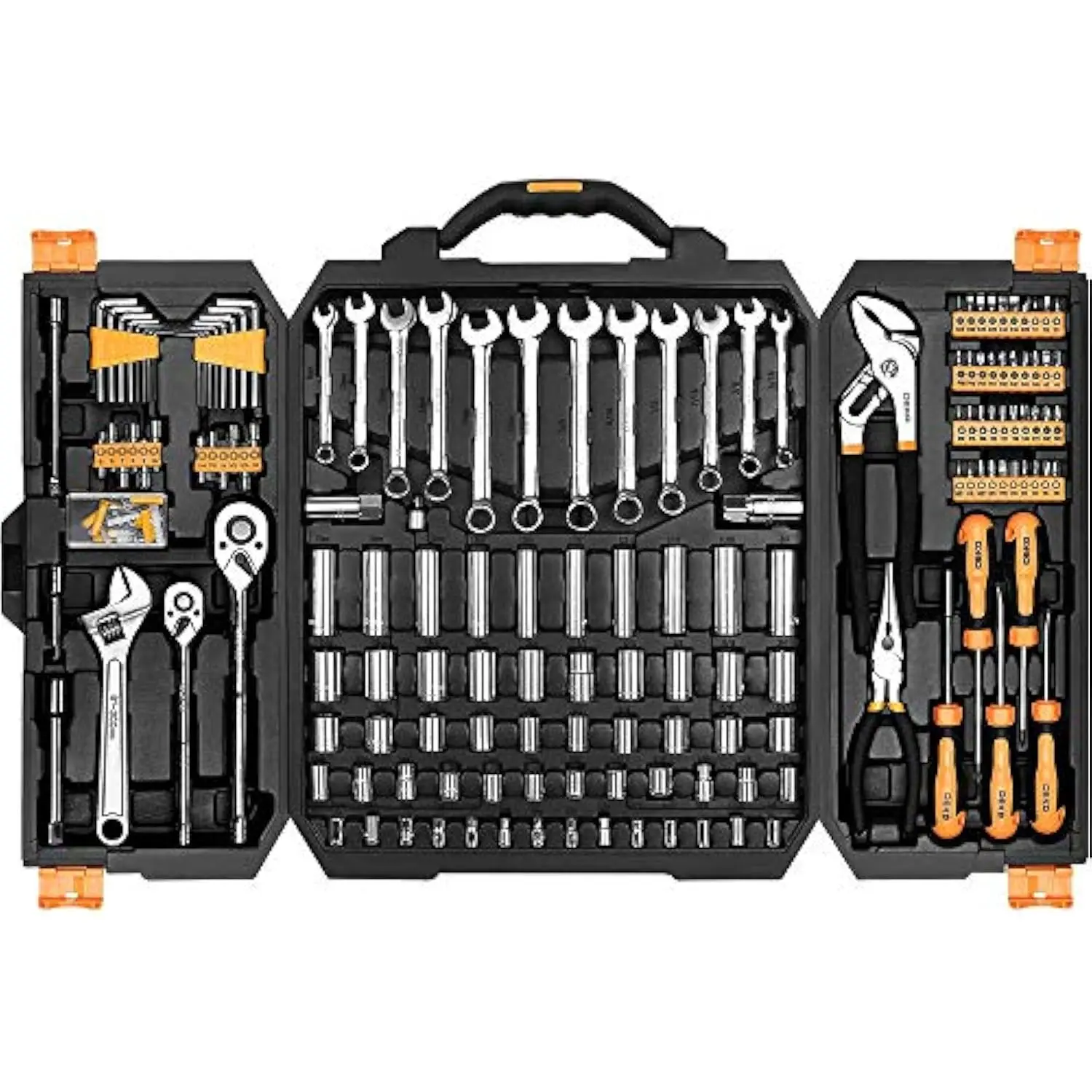192 Piece Mechanics Tool Set Socket Wrench Set, Plastic Storage Case with Auto Repair Hand Tool Kit Wrench Tool Box Set
