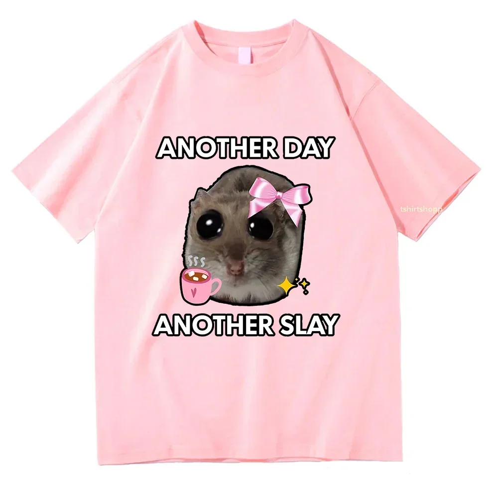 Sad Hamster Another Day Another Slay T Shirts Lovely Women Clothing Harajuku Aesthetic Tops  Tshirt Unisex Streetwear