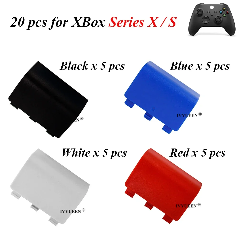 IVYUEEN 20 PCS สำหรับ Xbox One Series X S Wireless Controller แบตเตอรี่พลาสติก Shell ฝาปิดด้านหลังเปลี่ยนที่อยู่อาศัยฝาครอบ