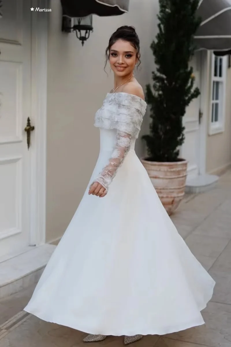 マリッサライン A イブニングドレス女性エレガントなパーティードレス女性のための高級カスタムメイド光沢のあるレースボールガウン女性のウエディングドレス