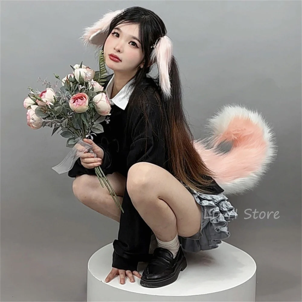 6 Colors Handmade Collie Dog Fold Style Tail Cosplay Costume Accessories Plush German Shepherd Dog Tail COS Props Shiba Inu Tail