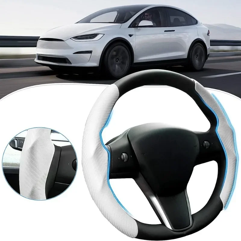 For Tesla Model 3 Highland 2025 Car Accessories Steering Wheel Patch Decorative Protective Cover Sticker Steering Wheel Sticker