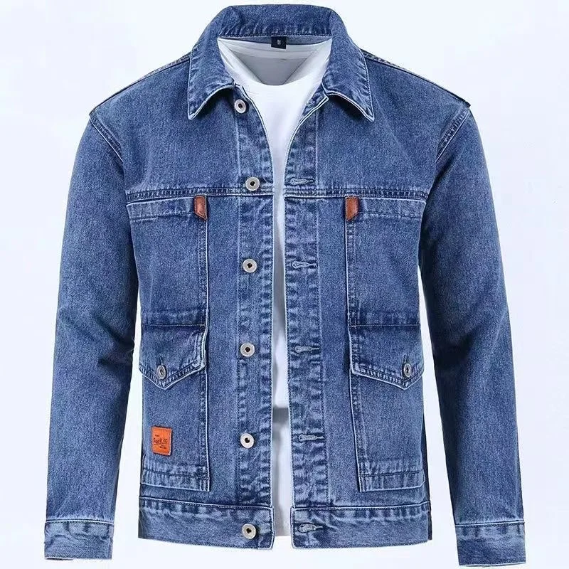 2023 Frühling und Herbst neuer Modetrend einfarbige Jeans jacke Herren lässig locker bequem bequem großen hochwertigen Mantel