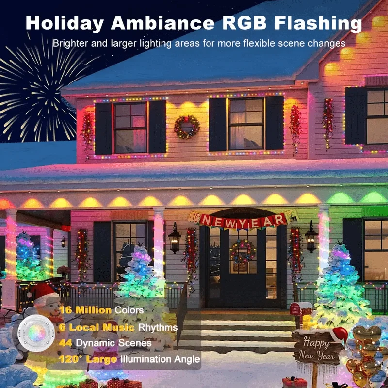 الذكية الدائمة في الهواء الطلق ضوء RGB الطنف أضواء IP67 مقاوم للماء App التحكم الموقت مزامنة الموسيقى للإضاءة الديكور الطرف في الهواء الطلق #2