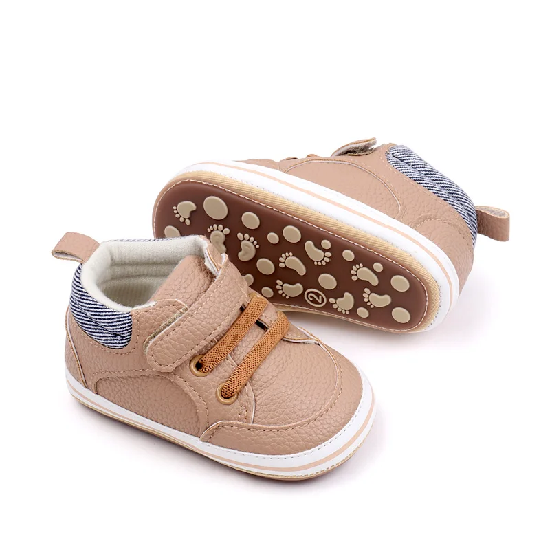 New Baby Shoes Boys High Top Casual PU Leather Anti-slip Wear-resistant Newborn Toddler Sports First Walker