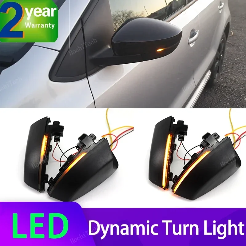 For VW Volkswagen Polo MK5 6R 6C 2009-2017 2pcs Car Side Mirror Blinker Indicator Lamp LED Dynamic Turn Signal Light