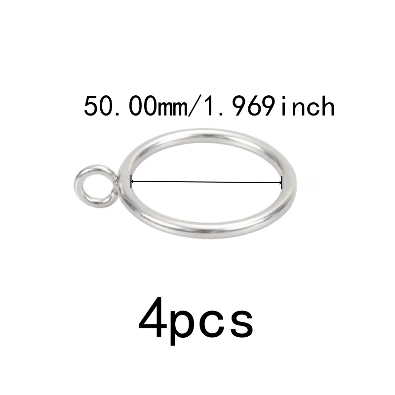 4 pcs 50mm Curtain Rings with Holes, Silver Iron Material, suitable for Living Room Window Curtain, Rust Resistant Finish