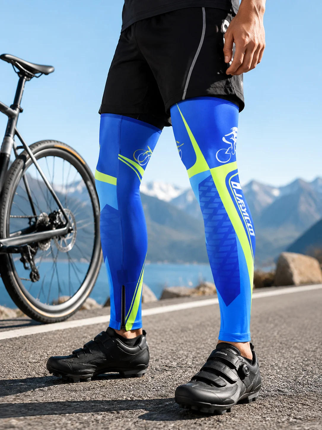 Reflective Cycling Leg Sleeves, Zipper Elastic Compression Leg Warmers Ideal for Biking, Running, Hiking, Climbing, Football, Et