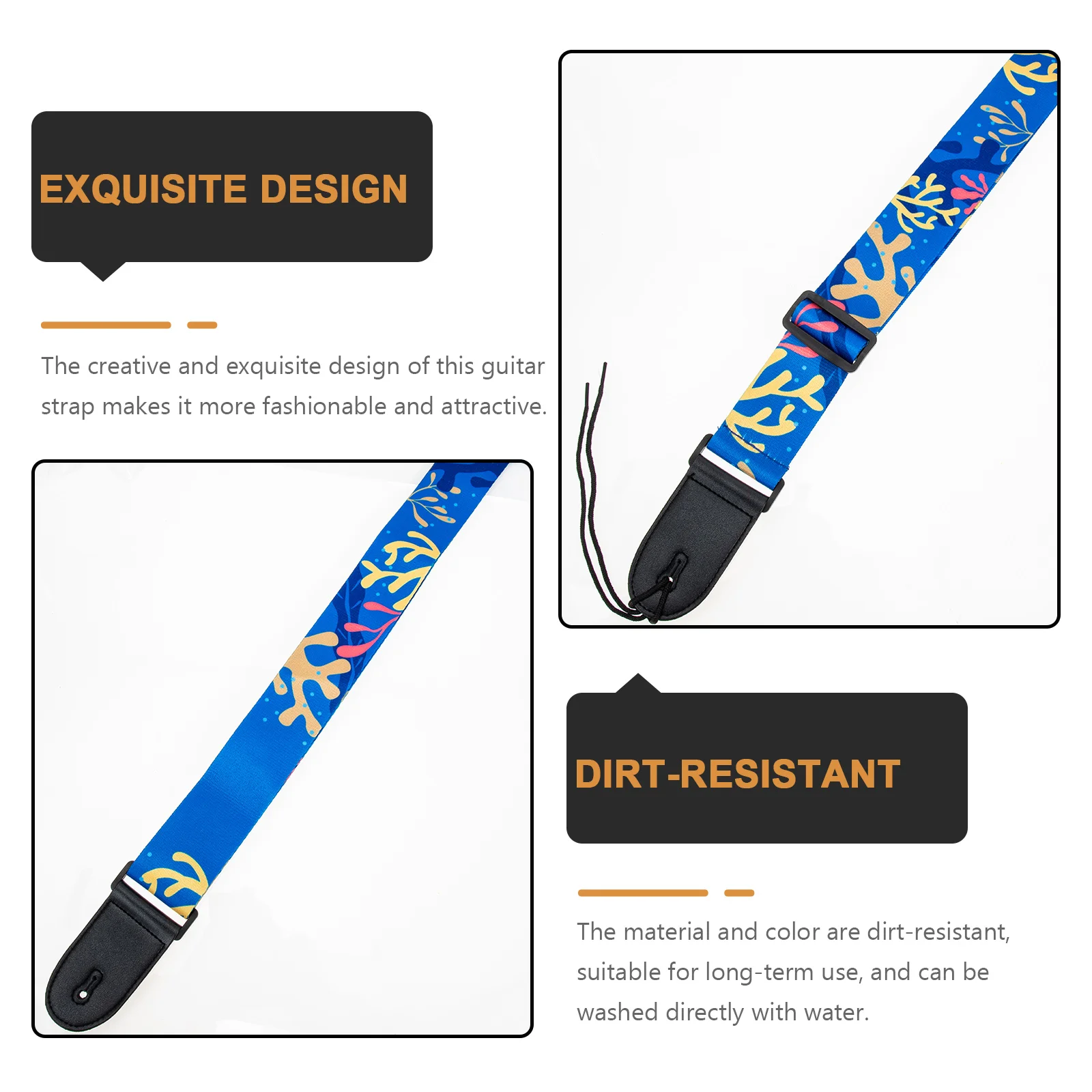 

1pcs Durable Water-Resistant Guitar Strap Folk Electric Guitar Shoulder Belt Decorative Musician Gift For Birthday Christmas