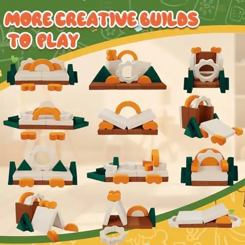 Divano da gioco modulare per bambini da 18 pezzi - Tema Junlge Fort per bambini, divano multifunzionale convertibile