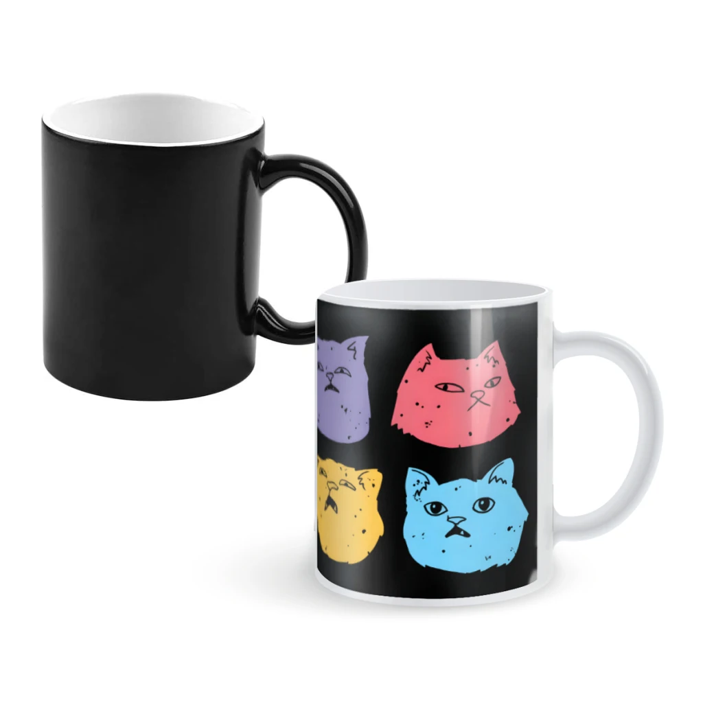 

Cat FacesCoffee Mugs And Mug Creative Color Change Tea Cup Ceramic Milk Cups Novelty Gifts
