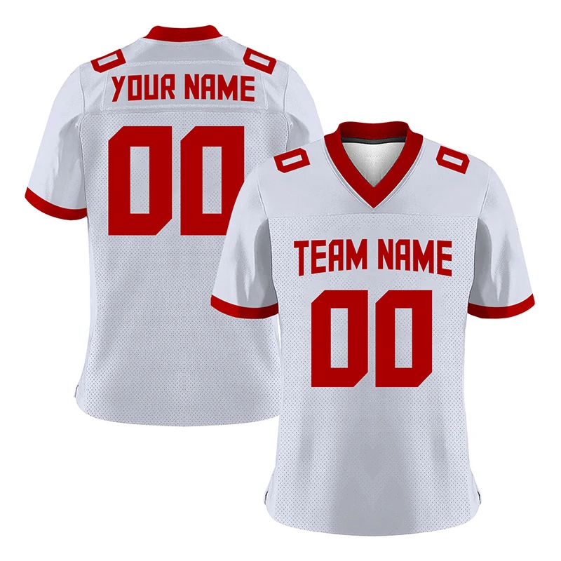 2022 2023 Custom Team Rugby Jersey American Football Shirt Men/Women White Red Soccer T-Shirt Play Game Sportwear Tshirt