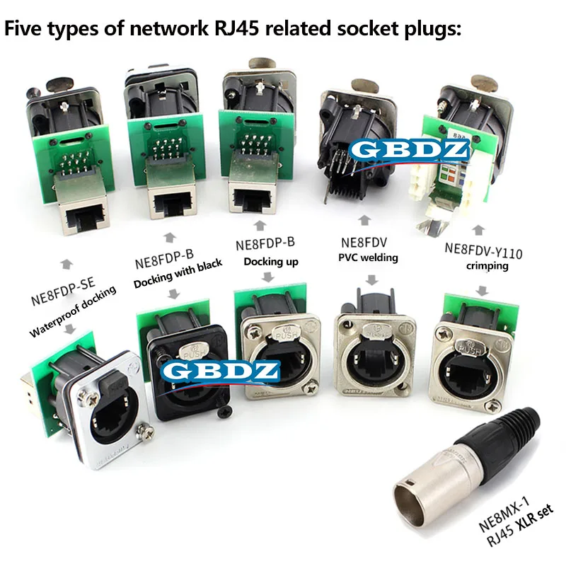 

RJ45 NE8FDP Network Double Pass Butt XLR NE8MX-1 Socket Data Connectors Suitable For Audio, Video And LED Lighting Networks