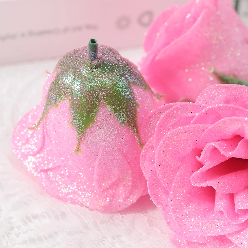 6/12 Stück Kristallrose, künstliche Blumen, 7 cm, gefälschter Blumenkopf für Heimdekoration, Hochzeit, Hochzeit, Dekoration, DIY, Handwerk, Geschenk, Zubehör – Detail 3