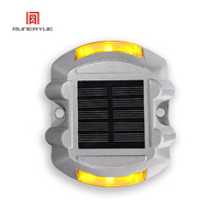 Outdoor IP68 Waterproof 6 LED Solar Powered Road Stud Light Road Reflective Ground Light Warning Light 801 Type