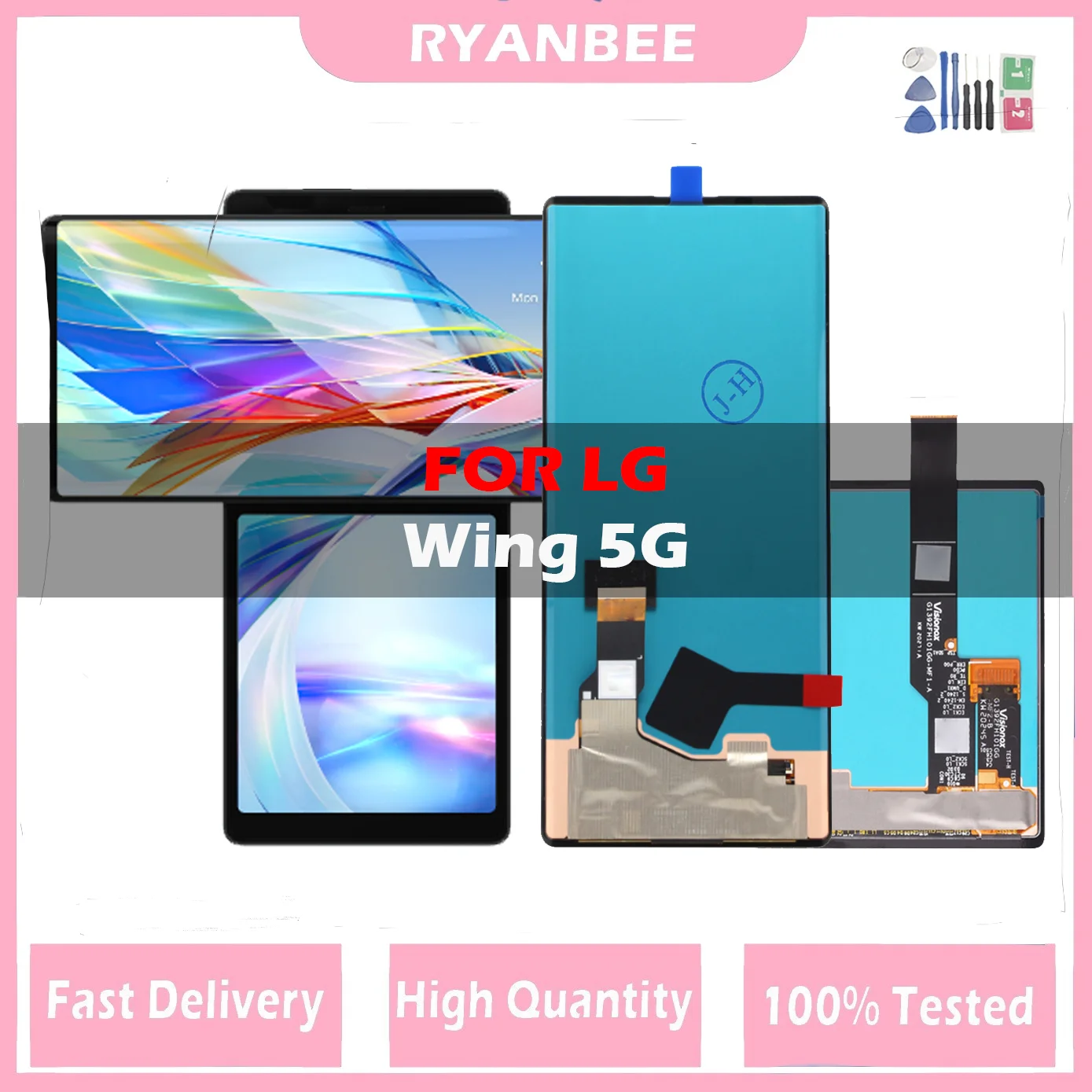 

100% Tested Original LCD For LG Wing 5G LCD Display Touch Screen Digitizer For LG Wing 5G LM-F100 LMF100N LCD Screen Replacement