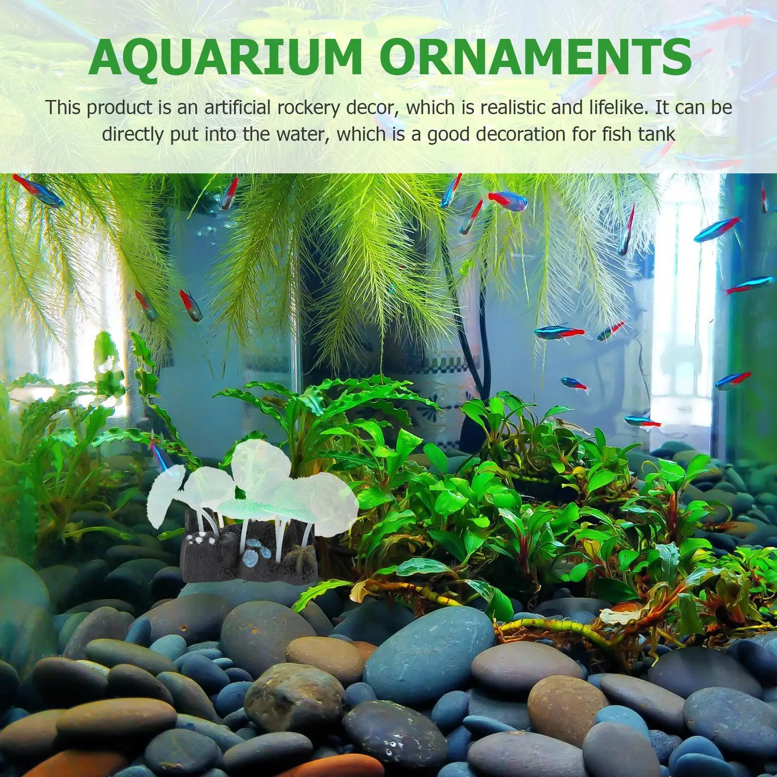 

Silicone Aquatic Plant Rockery Ornament Lifelike Aquarium Landscape Decor Fish Tank Aquatic Plant Decoration Artificial Rockery