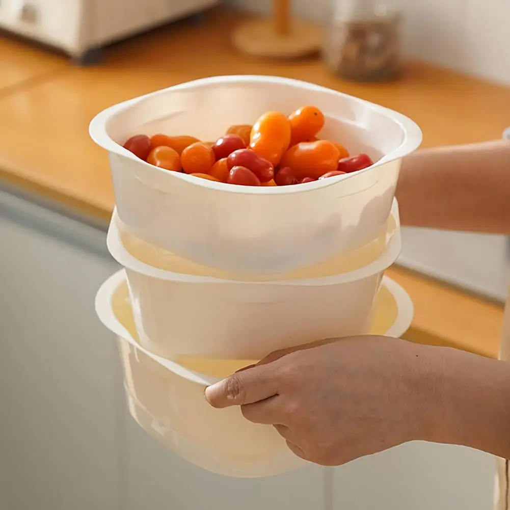 Drain Basket Stackable Vegetable Preparation Basin Stackable Food Storage Basket Set Bpa Free Reusable Vegetable for Kitchen