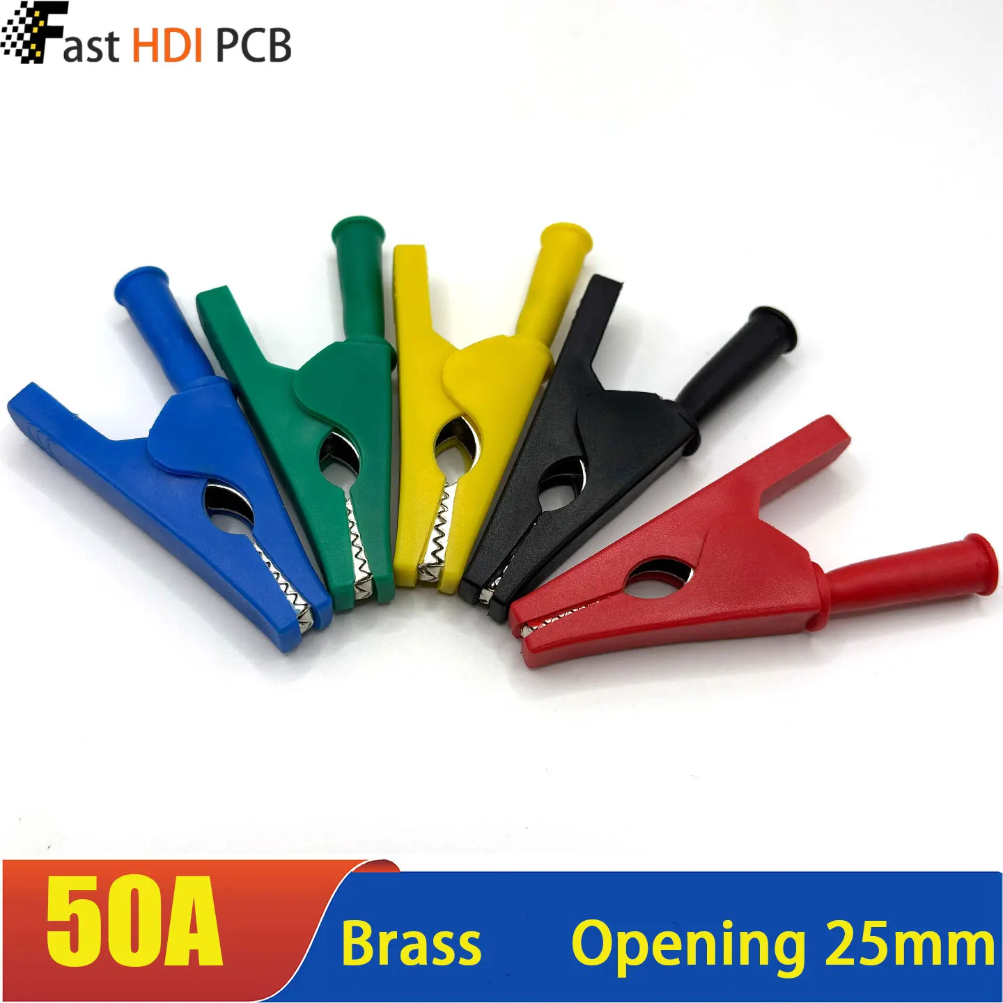 50A Alligator Clip 25mm Jaw Copper Nickel Plated with 4mm Banana Jack Socket – Insulated PVC Boot for Battery Test Leads Lab