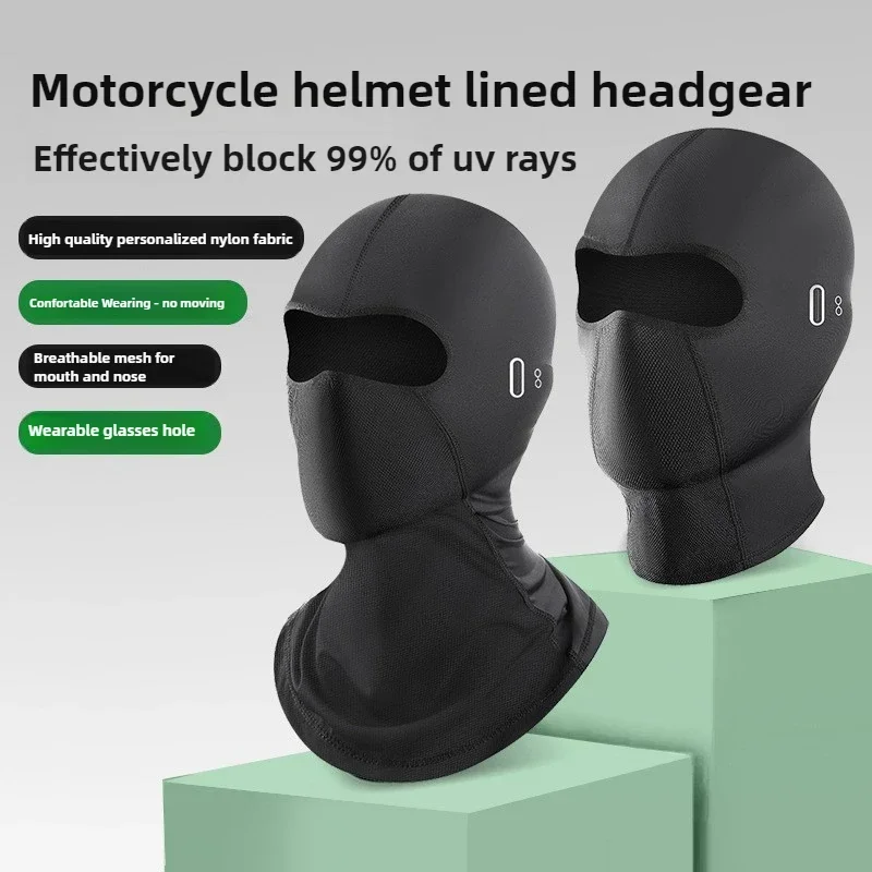 

Motorcycle Balaclava Glasses Face Breathable Men Women Quick-Drying Outdoor Cycling Headgear Ice Silk Summer UV Protection Mask