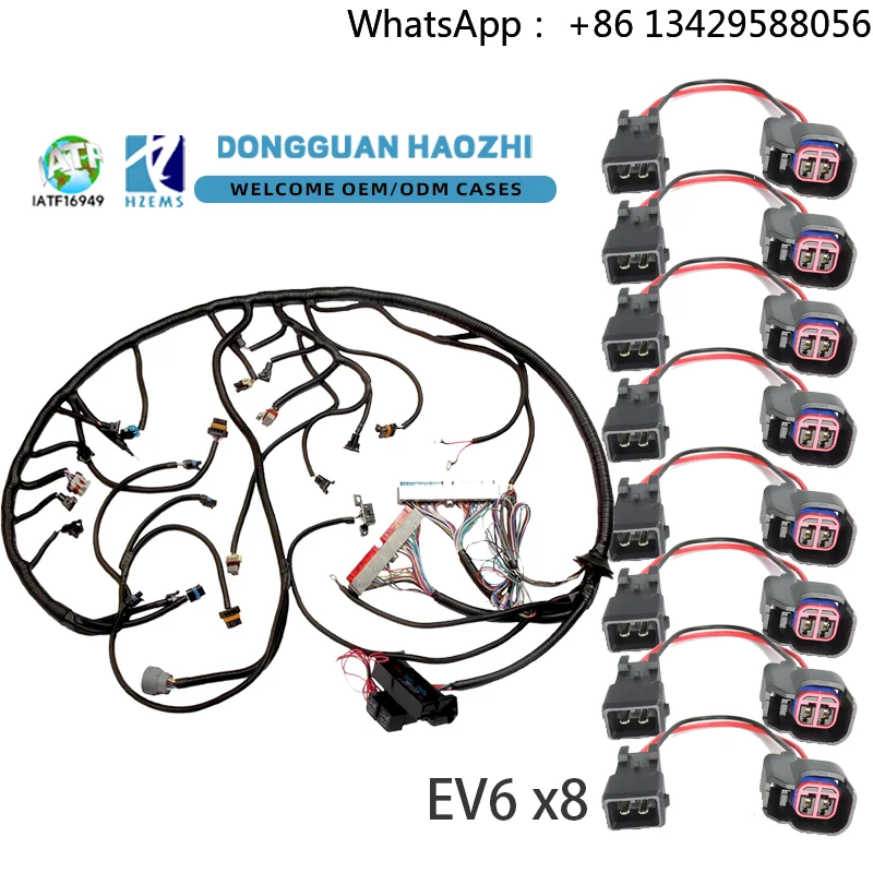 LS1 Swap Wire 4L60E DBC Standalone Engine Wiring Harness with 8 Pcs EV1 to EV6 Adapters for Chevrolet GMC 1997-2006 4.8 5.3 6.0L
