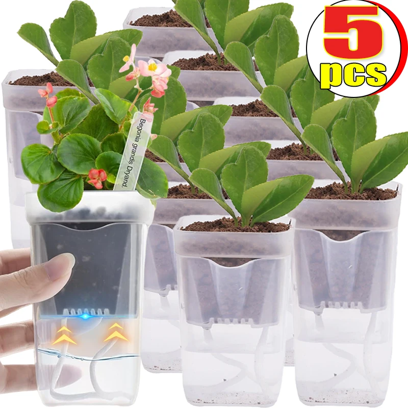 Double Layer Flower Plant Pot Self Watering Planter Drainage Holes Seedling Propagation Container Household Garden Accessories