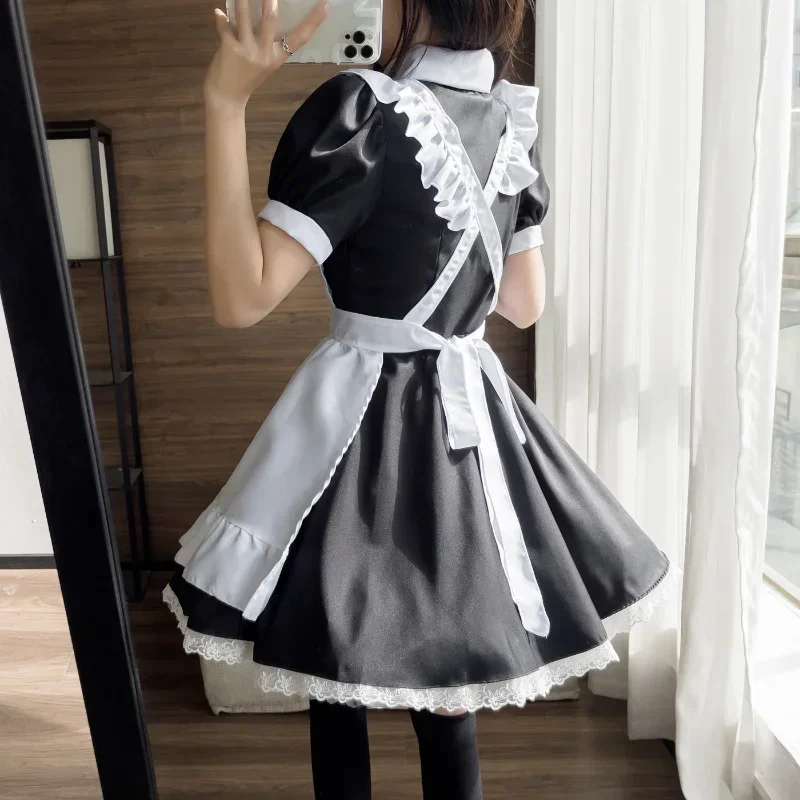 Anime Gothic Lolita Maid Cosplay Costumes Women Plus Size Love Live Cosplay Halloween Animation Sweet Coffee Waitress Role Play