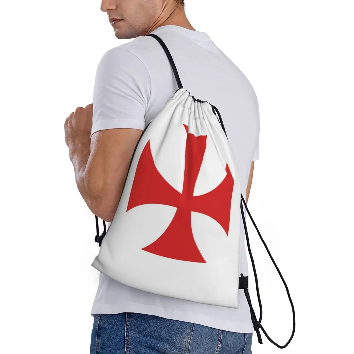 

Templar Shield Cross Medieval Warrior Sword Knights Templar Deus Vult Backpacks Fashion Drawstring Bags Shoes Bag Book Bags