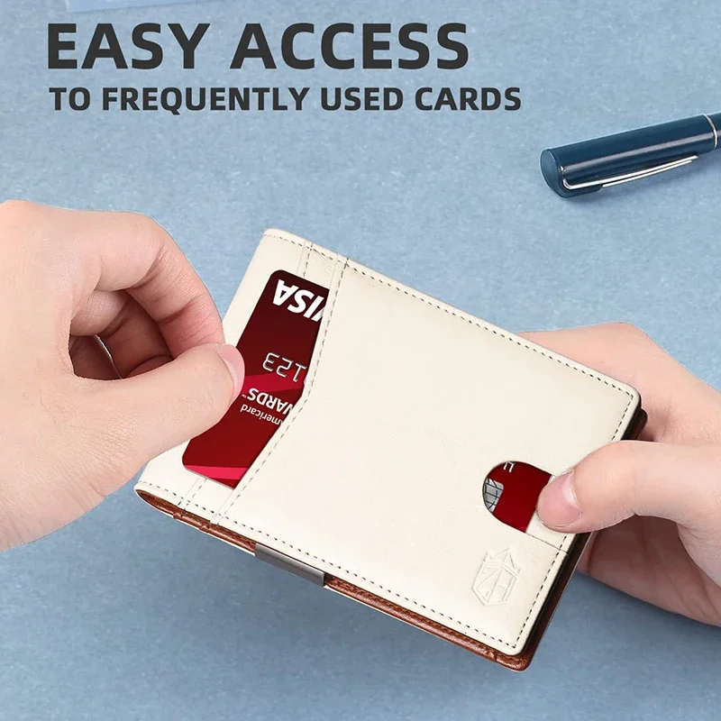 Unisex New Design 100% Inner Outer Genuine Leather Anti-theft Brush RFID Men's Card Holder Cards Bag Holders Package Purse Case