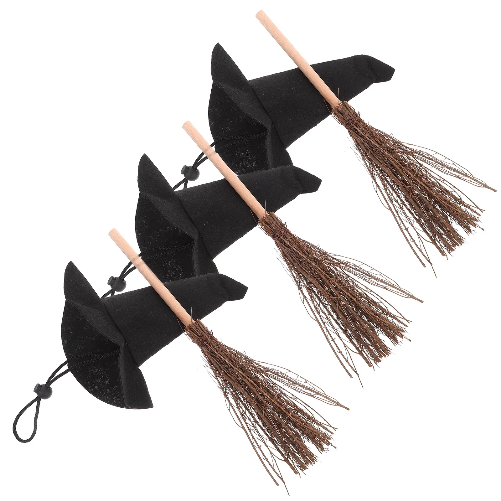 

3Set Hats Broomsticks Halloween Decorations DIY Party Favors Birthday Wedding Craft Supplies Accessories