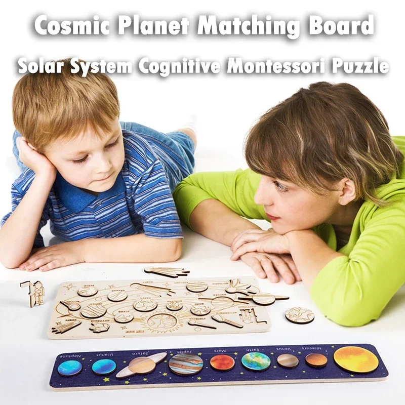 Montessori Zonnestelsel Puzzel Speelgoed voor Kinderen Jongen Meisje Houten Planeten Jigsaw Bordspel Speelgoed Astronomie Educatief Speelgoed
