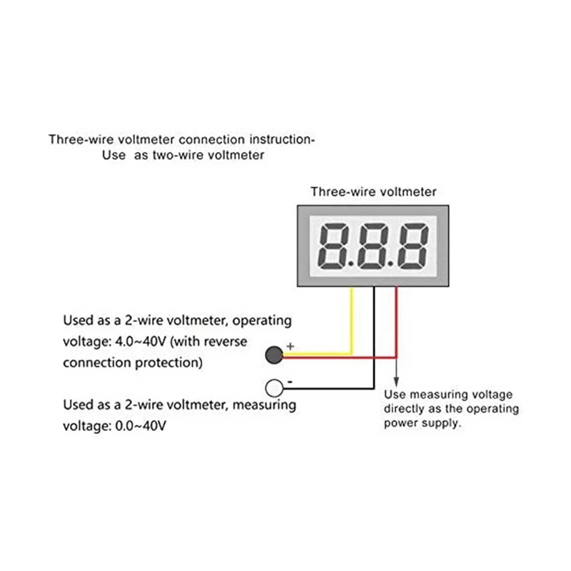 0.28 Inch LED Ultra-Small Dc Digital 0-100V Voltmeter Voltage Tester Three-Color Display 4-40V Power Supply