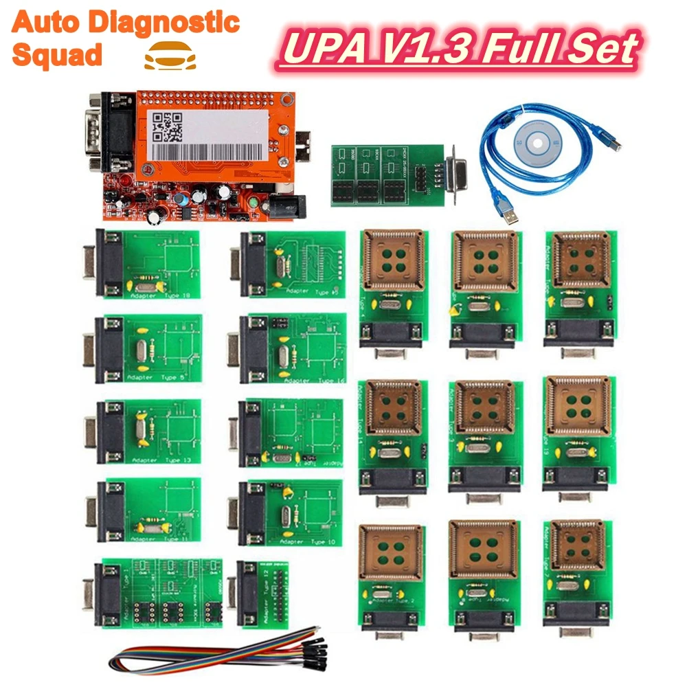 Nuovissimo Programmatore USB UPA V1.3, Strumenti per Chip Tuning UPA, Programmatore ECU Super Pratico, Programmatore Seriale con Adattatori Completi